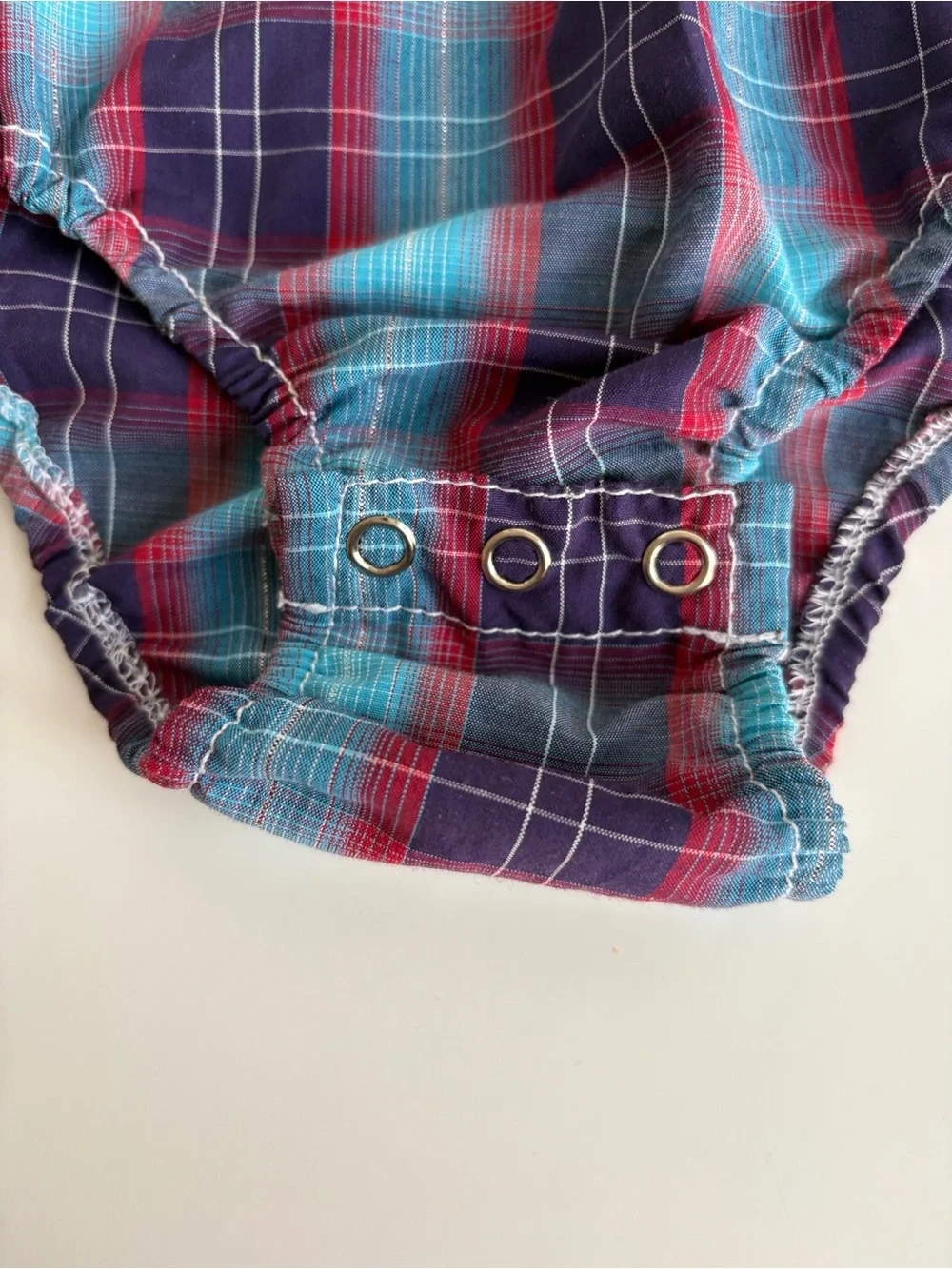 Intel Plaid Baby One-Piece in Teal, Purple & Red